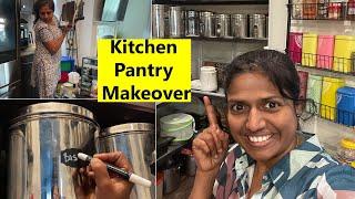 எங்க வீட்டு Kitchen Pantry  Ready பண்ணிட்டேன் ~Organization &Ideas~Pantry Tour |Family Traveler VLOG