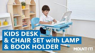 Kid's Desk and Chair Set with Lamp and Book Holder (Features)