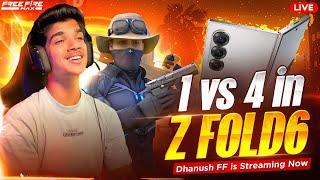 1 VS 4 CHALLENGE IN Z FOLD6 PHONE | FUN ROOMS| FREE FIRE IN TELUGU #dfg #freefire