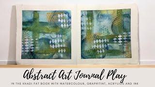 Abstract Art Journal Play - In Khadi Fatbook with Watercolour, Graphitint, Acrylic and Ink