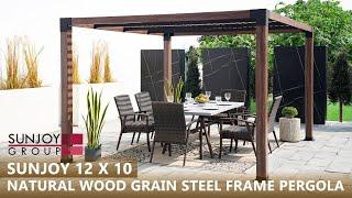 Sunjoy DIY 10x12 Modern Metal Pergola for Backyard | Outdoor Pergola Shade Ideas