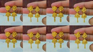 Hallmark Gold jhumka Earrings Design with weight  | #gold #jewellerydesign #hallmark #srsj #earrings