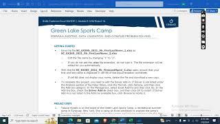Shelly Cashman Excel 365/2021 | Module 9 SAM Project 1b | Green Lake Sports Camp