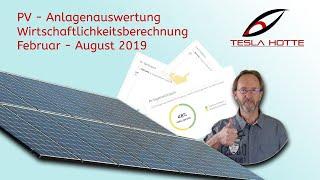 Photovoltaik Wirtschaftlichkeitsberechnung mit original Zahlen 08.2019