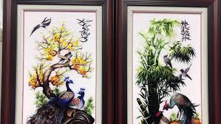 Tranh thêu tùng cúc trúc mai