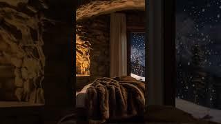 Cozy Bedroom With Fireplace & Winter Snowfall  #ambience #relax #asmr #winter #snow #fireplace