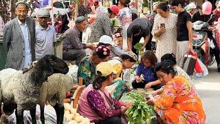 OLDEST Xinjiang Street Market with Real Uyghur Foods in Yarkant, China【Alin Food Walk】