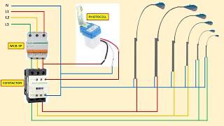 Electrical flow diagram for street lights using photocells | street lights