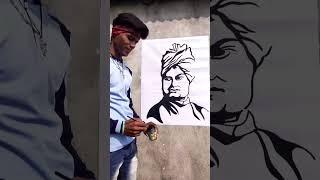 Swami Vivekanand black painting ️/#shorts #viral #kgfrockyart #shortsvideo #tiktok#art #drawing