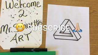 How to Draw Impossible TRIANGLE - Easy Op Art Project - Mr. Schuette
