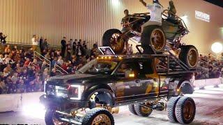 SEMA CRUISE 2019. LIFTED TRUCKS LEAVING SEMA.