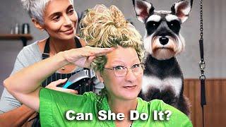 My Mom tries Schnauzer Grooming/ Step-by-Step Training with me!