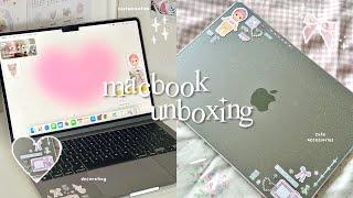 Macbook air M2 unboxing  ft. TEMU | unboxing, decorating , cute accessories, homescreen setup, etc.