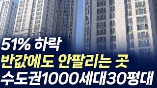 수도권 1000세대 30평대 아파트,51%하락 반값에도 안팔리는 곳(부동산 아파트 미분양 입주권 분양권 재개발 재건축)