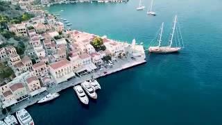 Drone flight over the Greek island of Simi