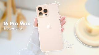  iPhone 16 Pro Max Desert Titanium 1TB aesthetic unboxing  cute cases setup| camera test