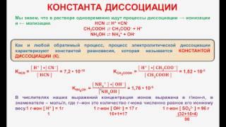 № 86. Неорганическая химия. Тема 10. Электролитическая диссоциация. Часть 7. Константа диссоциации