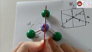 Symmetry elements and operations of boron trifluoride molecule