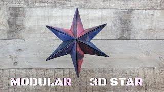 Origami modular 3D paper six point star festive Christmas decoration with Ski