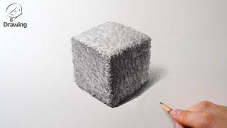 [소묘 기초 드로잉] 털질감 정육면체 그림 그리기 / 기초조형 정물 연필 정밀묘사 / Pencil Drawing Basics / How to Draw Fur Texture-Cube