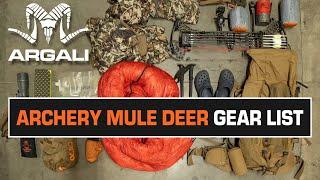 BRAD'S ARCHERY MULE DEER GEAR LIST