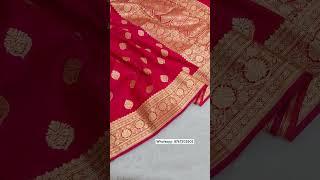  Stunning Masterpiece Banarasi satin silk saree weaved in golden Zari booties all over in it 