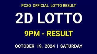 2D LOTTO RESULT TODAY 9PM DRAW EVENING October 19, 2024 Saturday EZ2 2D LOTTO RESULT 3RD DRAW