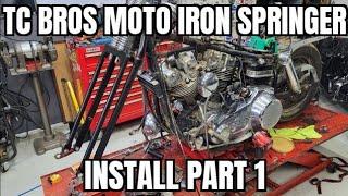 Moto Iron (TC Bros) springer install 1975 Harley FXE