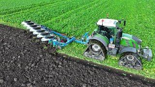 Ploughing w/ Fendt 724 vario on tracks + 7 furrow Lemken Diamant 11 | Ploughing Cover Crop