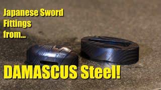 Making Japanese Sword Fittings: Damascus Steel Fuchi-Kashira Set