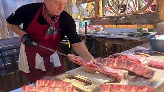 Behind the scenes of a traditional Brazilian barbecue made in a rustic shed