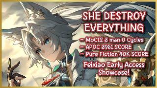 FEIXIAO DESTROY EVERYTHING | 3 Mans 0 Cycles MoC12 | APOC 3951 SCORE | PF 40K | HSR Early Access!