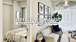 One Bedroom Unit Makeover (37 SqM / 398 SqFt) Greige Minimalist | Renter Friendly | Studio Ploy