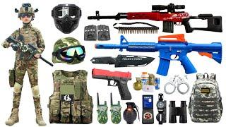 Special Police Weapons Toy set Unboxing-M416 guns, SVD sniper rifle, Gas mask, Glock pistol, Dagger