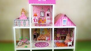 Домик для барби. Двухэтажный с куклами / House for Barbie. Two-storey with dolls