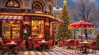 Smooth Jazz Music & Snowfall at Cozy Christmas Coffee Shop  Christmas Jazz Instrumental Music 2025