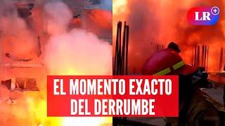 IMÁGENES del PRECISO MOMENTO del COLAPSO de edificio por INCENDIO en el Centro de Lima | #LR