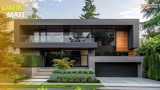 Elegance Modern Contemporary House Design with Dark Matte Panel Façade