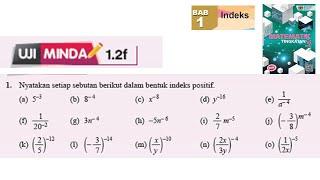 KSSM Matematik Tingkatan 3 Bab 1 indeks hukum indeks uji minda 1.2f no1 buku teks form 1 pt3