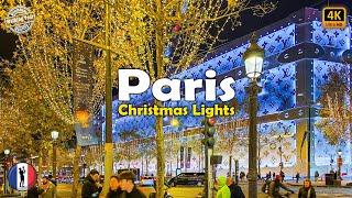  Paris Christmas Lights Walking Tour  Champs-Élysées, Avenue Montaigne  4k60fps