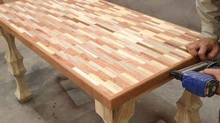 Easy DIY Woodworking Project // Design The Most Beautiful Dining Table From Discarded Wood