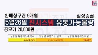 26일 상장 진시스템 유통가능물량 및 기관확약비율정리 270만주 40%, 대응방법, 9개월 환매청구권