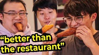 Michael and Scarra rate our perfect corn dogs...