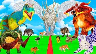 5 Giant Mammoth Elephant Cow Vs Giant Indian Bear Vs 5 Giant Lion Tiger Cub Saved By Woolly Mammoth