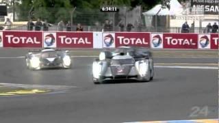 2011 Le Mans 24 Hours Race Incredible pass by Audi R18 Driver Benoît Tréluyer vs Peugeot