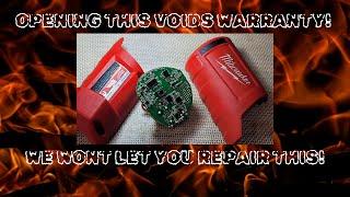 Milwaukee Tools Anti Repair M12 Power Source We Wont Let You Repair It! Opening Voids Warranty!