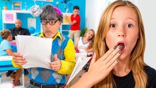 Nastya shows good behavior at school