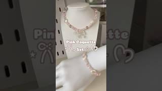 Pink Coquette Necklace and Bracelet Set  #smallbusiness