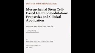 Mesenchymal Stem Cell-Based Immunomodulation: Properties and Clinical Application | RTCL.TV