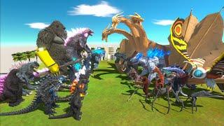 ALL GODZILLA x KONG vs All Kaiju Monster King Ghidorah x Mothra - Animal Revolt Battle Simulator